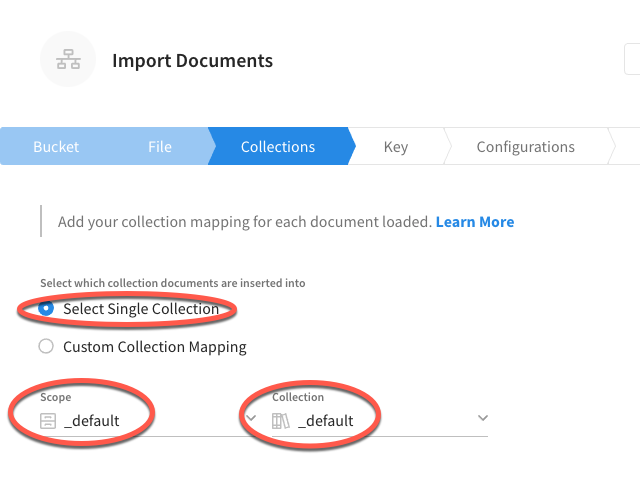 Import selecting Scope and Collection
