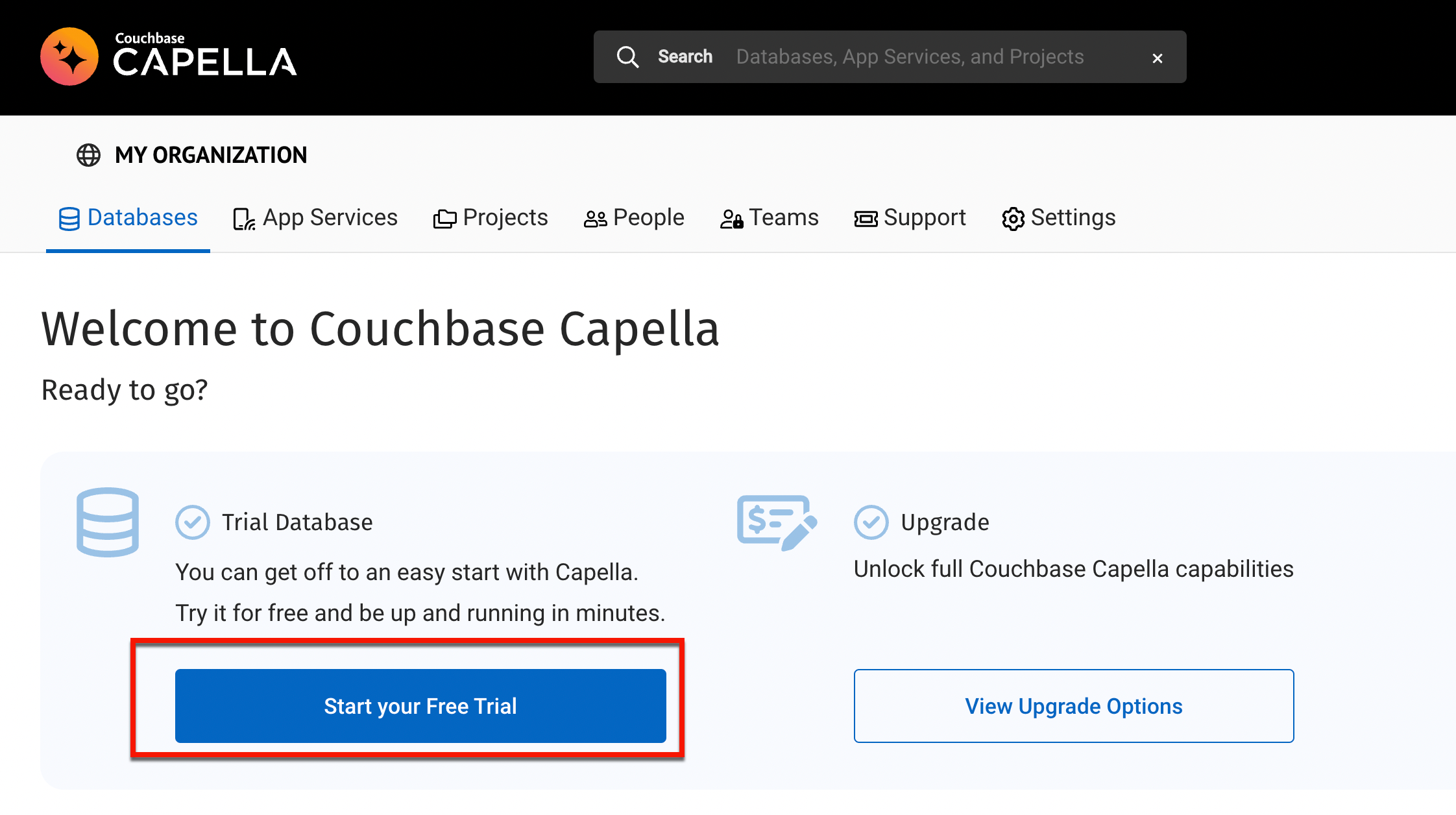 Couchbase Capella start trial