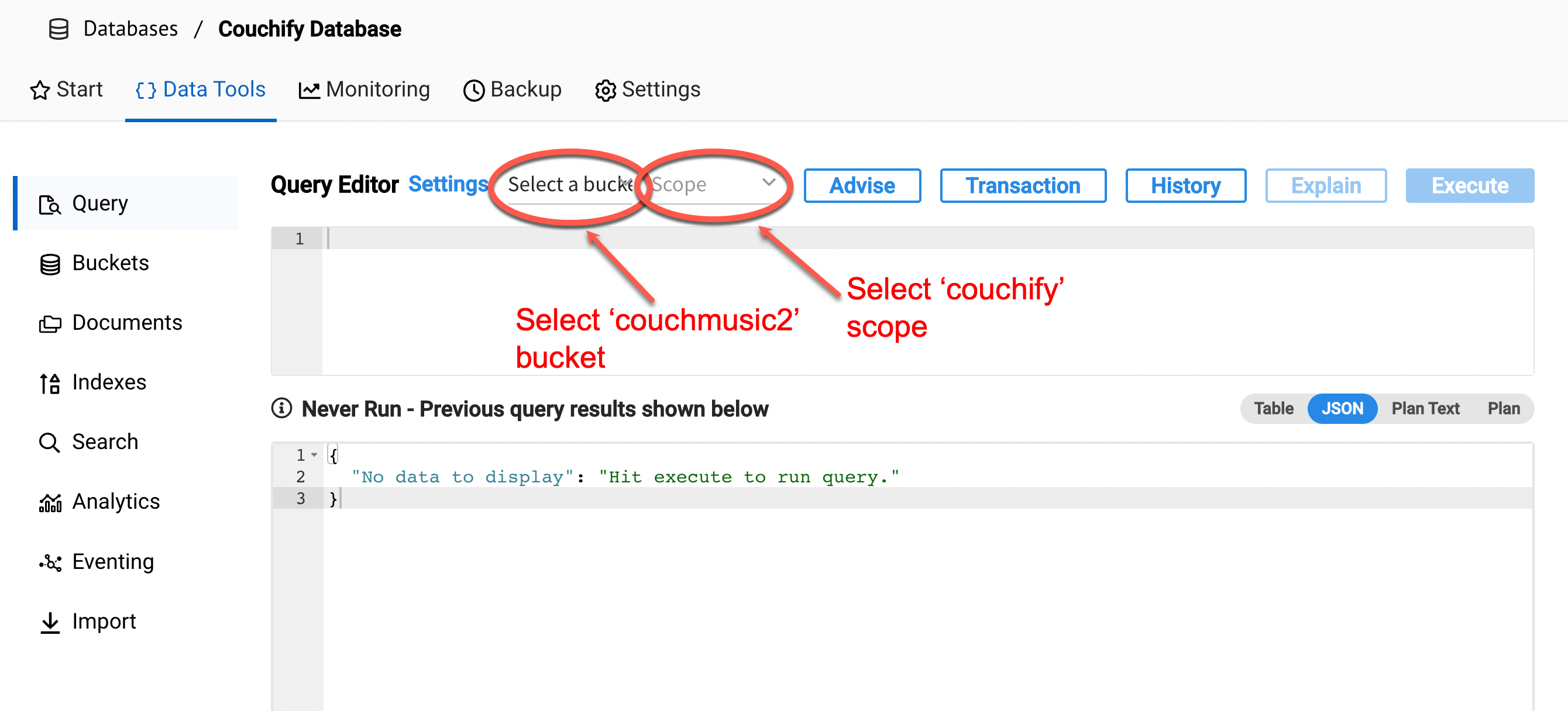 Setting default bucket and scope